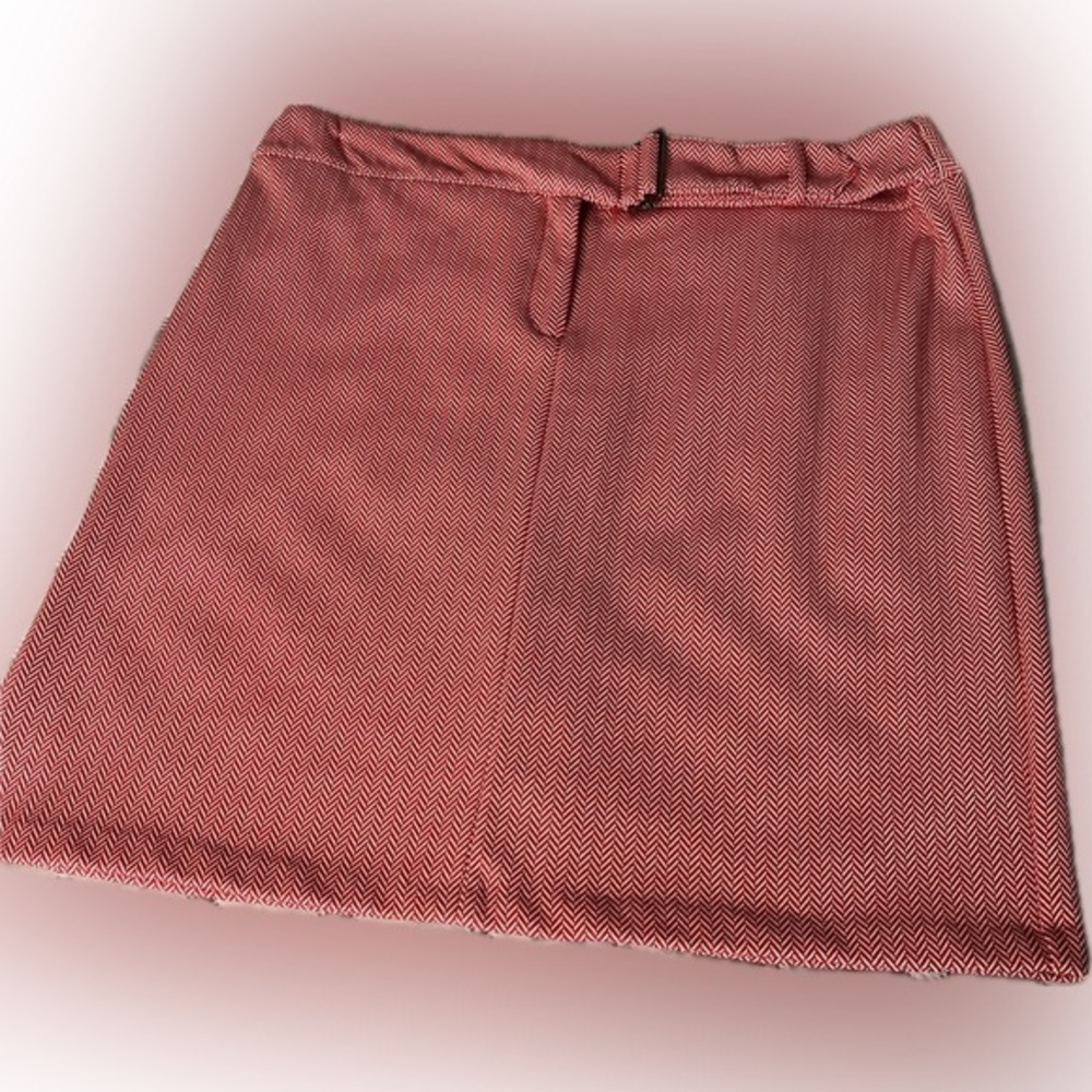 Vintage Express Red Herringbone Print Mini Skirt